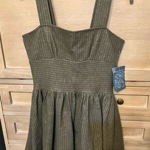 Olive Green Striped Mini Dress